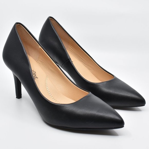 Black Pointy Toe Kitten Heels - Picture 1 of 4